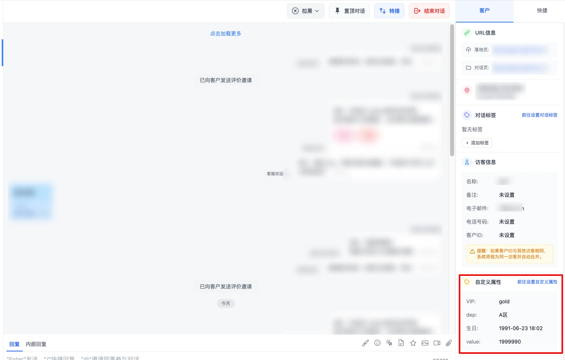 获取访客信息-自定义属性功能概览